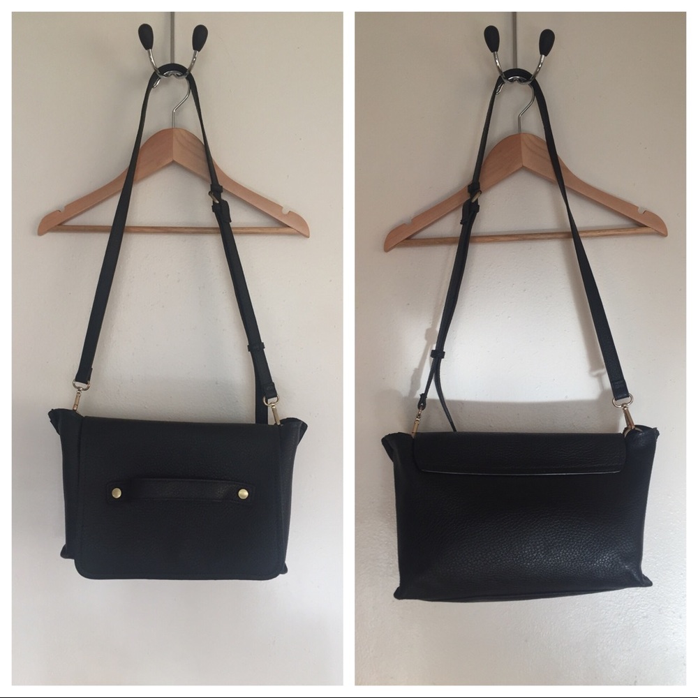 Black crossbody messenger bag